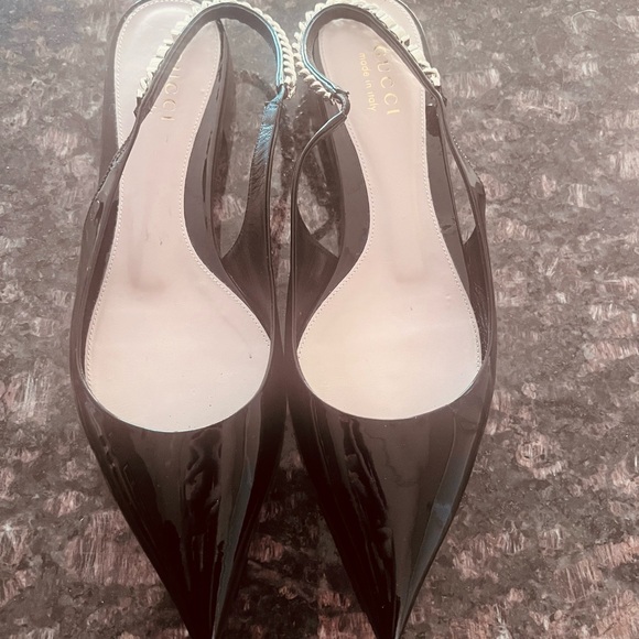 Gucci Black Slingback Kitten Heels